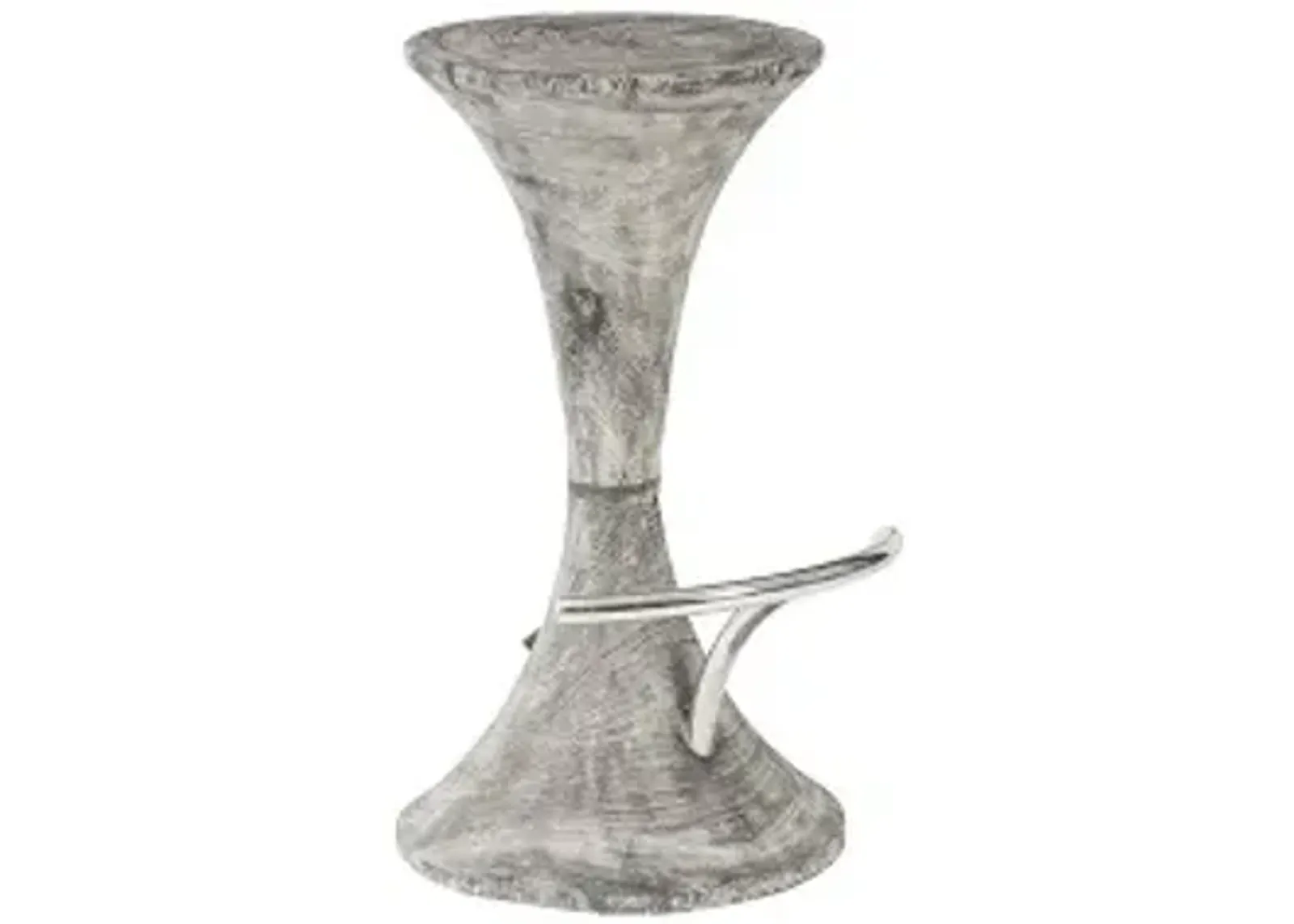 marley bar stool, gray stone finish, stainless steel foot rest