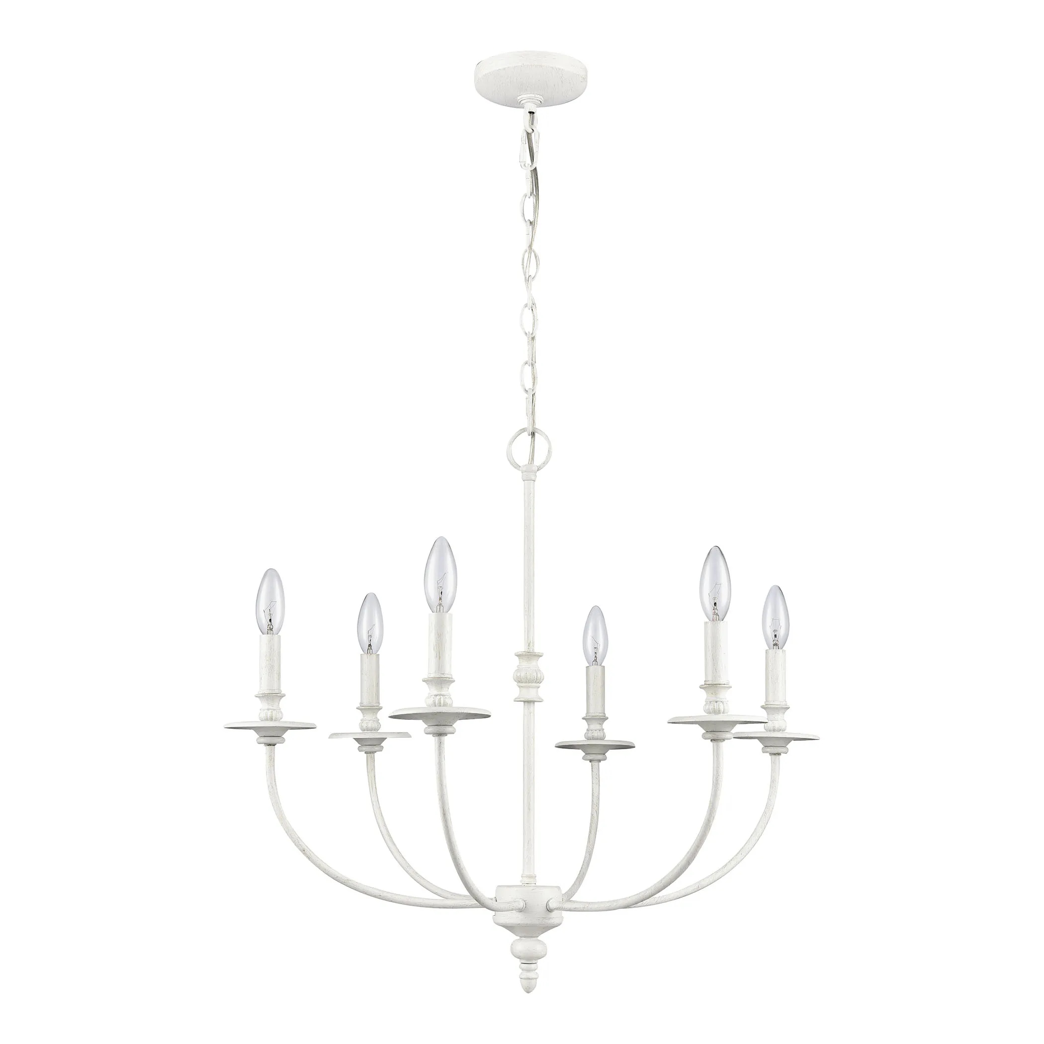 Hartford 25" Wide 6-Light Chandelier - Farmhouse White