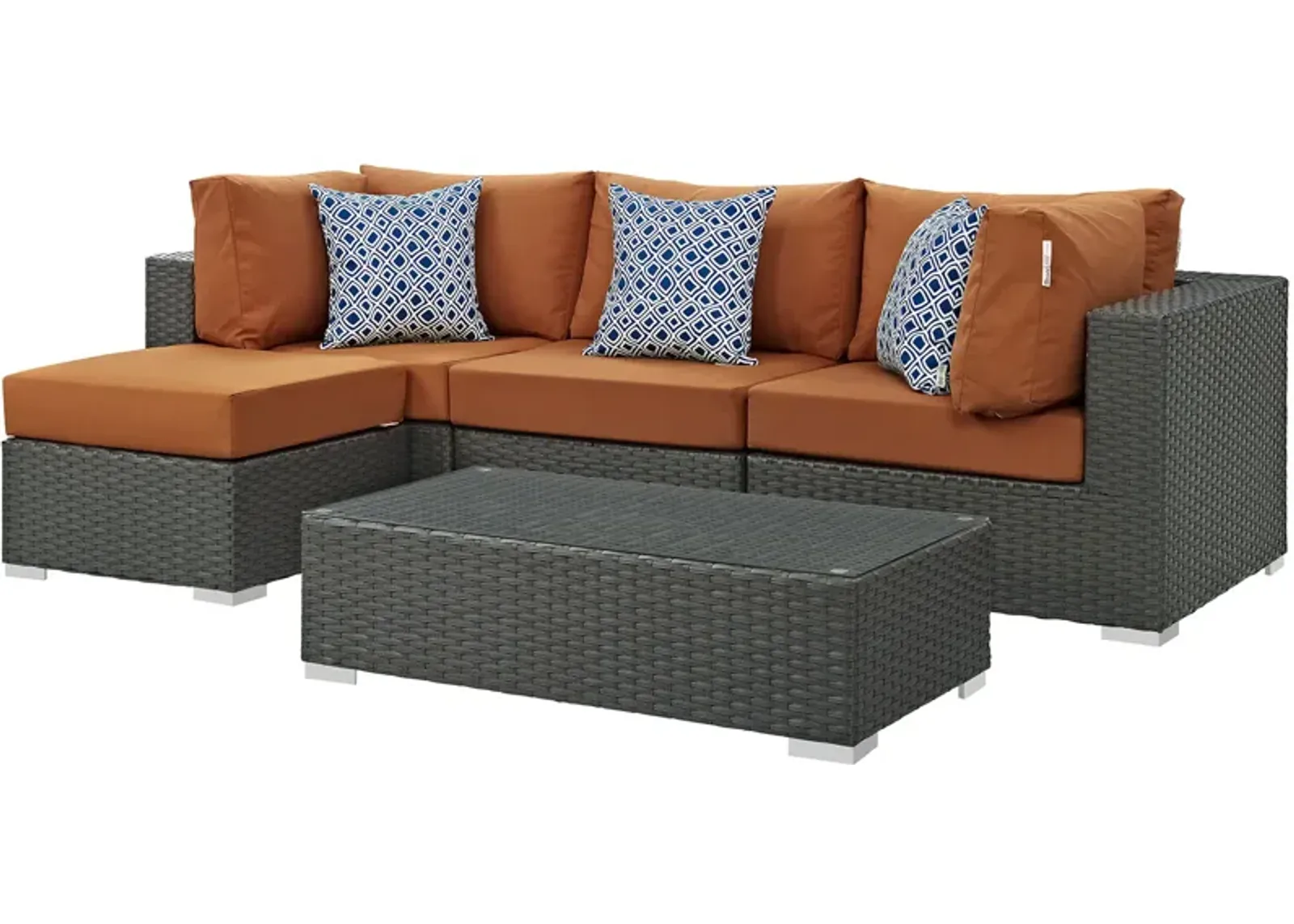 Sojourn 5 Piece Outdoor Patio Sunbrella® Sectional Set