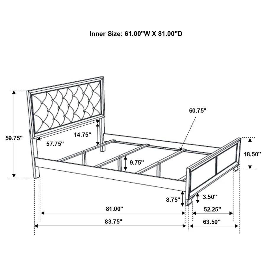 Beaumont Upholstered Queen Bed Champagne