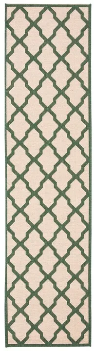 LINDEN 122 Collection LND122W-28 Cream / Green 2'-2" X 8'