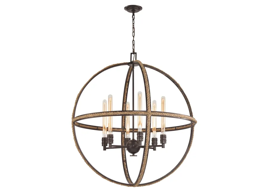 Natural Rope 34" Wide 6-Light Chandelier - Oil Rubbed Bronze