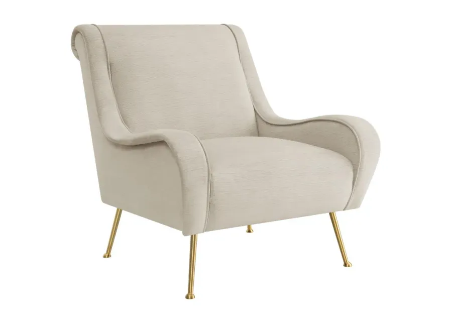 Ricci Upholstered Saddle Arms Accent Chair Stone and Gold