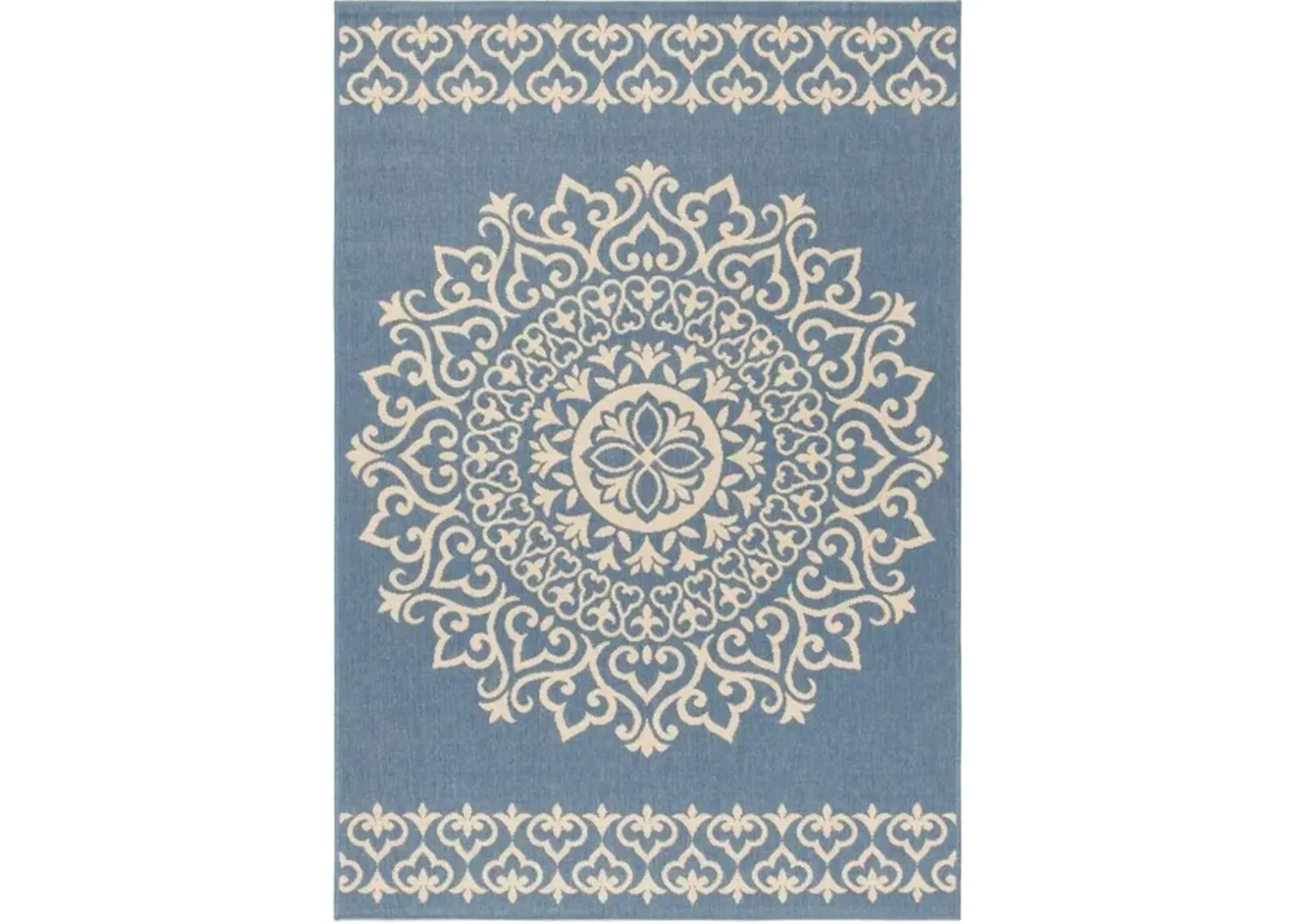 LINDEN 183 Collection LND183N-5 Cream / Blue 5'-3" X 7'-6"