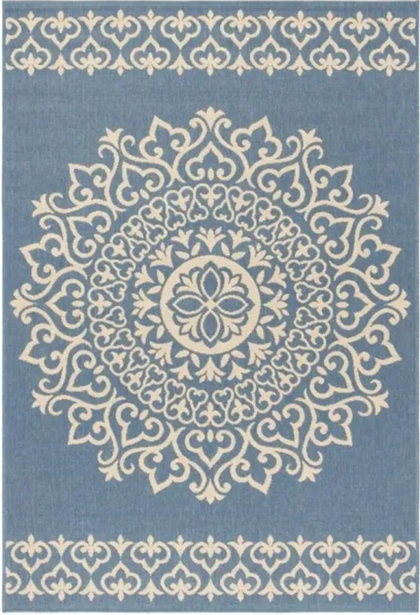 LINDEN 183 Collection LND183N-5 Cream / Blue 5'-3" X 7'-6"