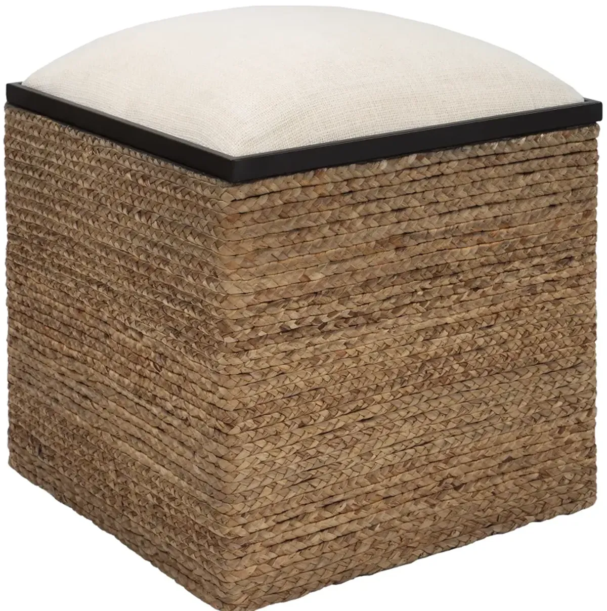 Island Square Straw Accent Stool