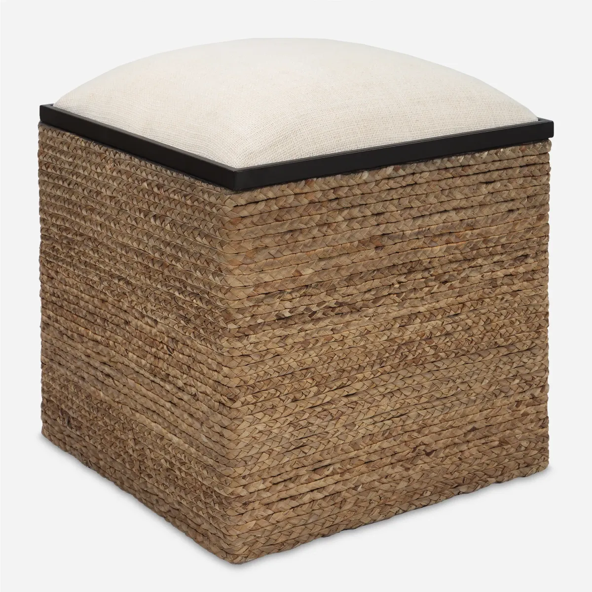 Island Square Straw Accent Stool