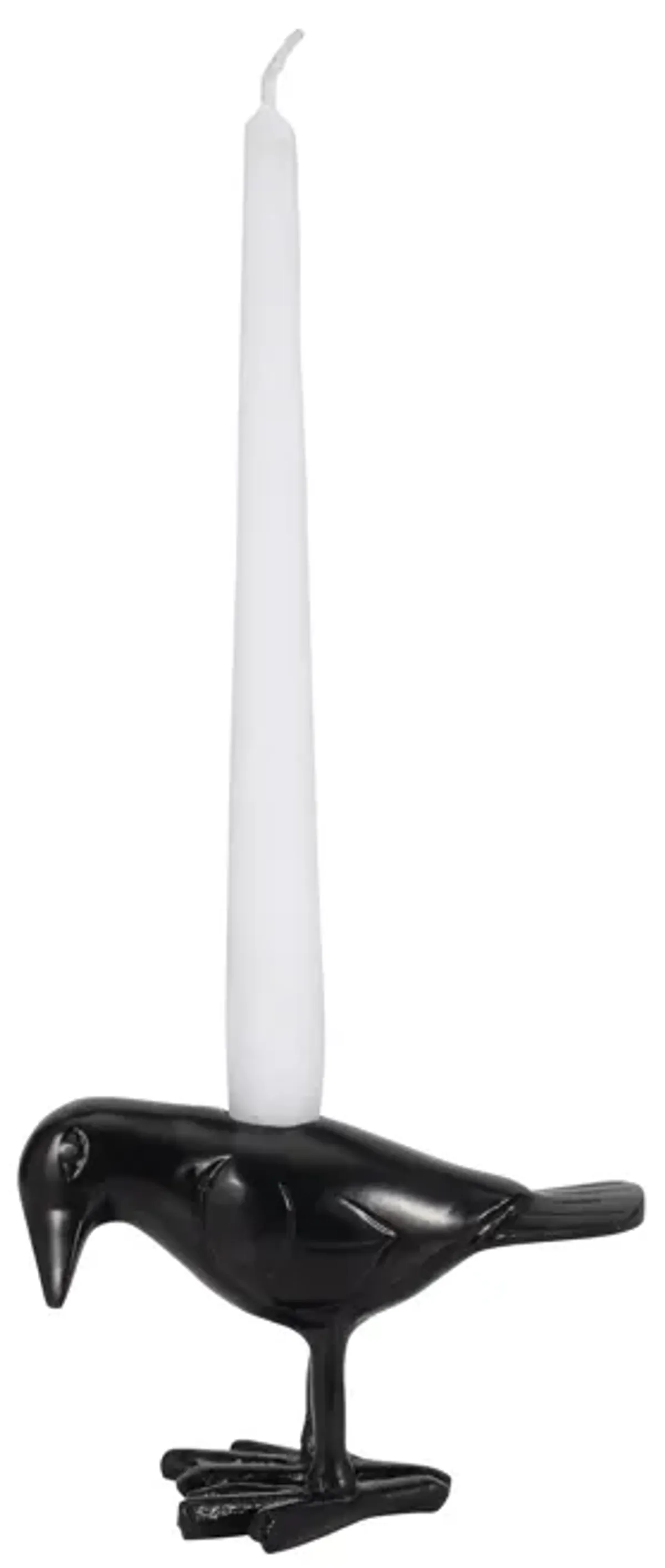 6" Crow Taper Candle Holder, Black