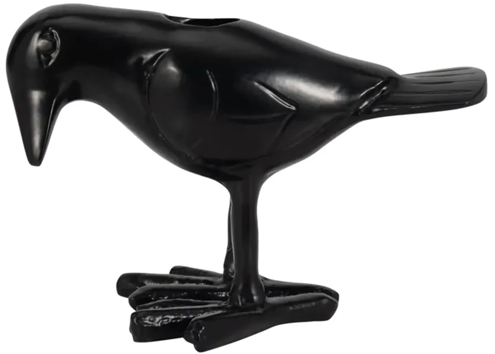 6" Crow Taper Candle Holder, Black