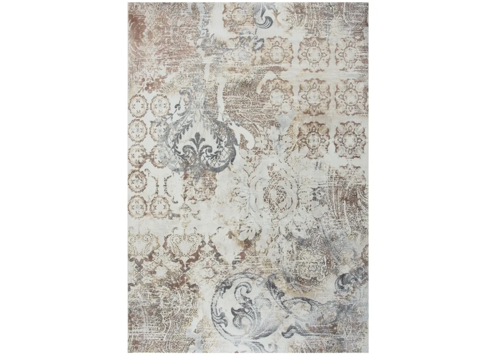 Bristol Beige/Copper ornamental Polypropylene/Polyester 8'10" x 11'10" Rectangle Rug