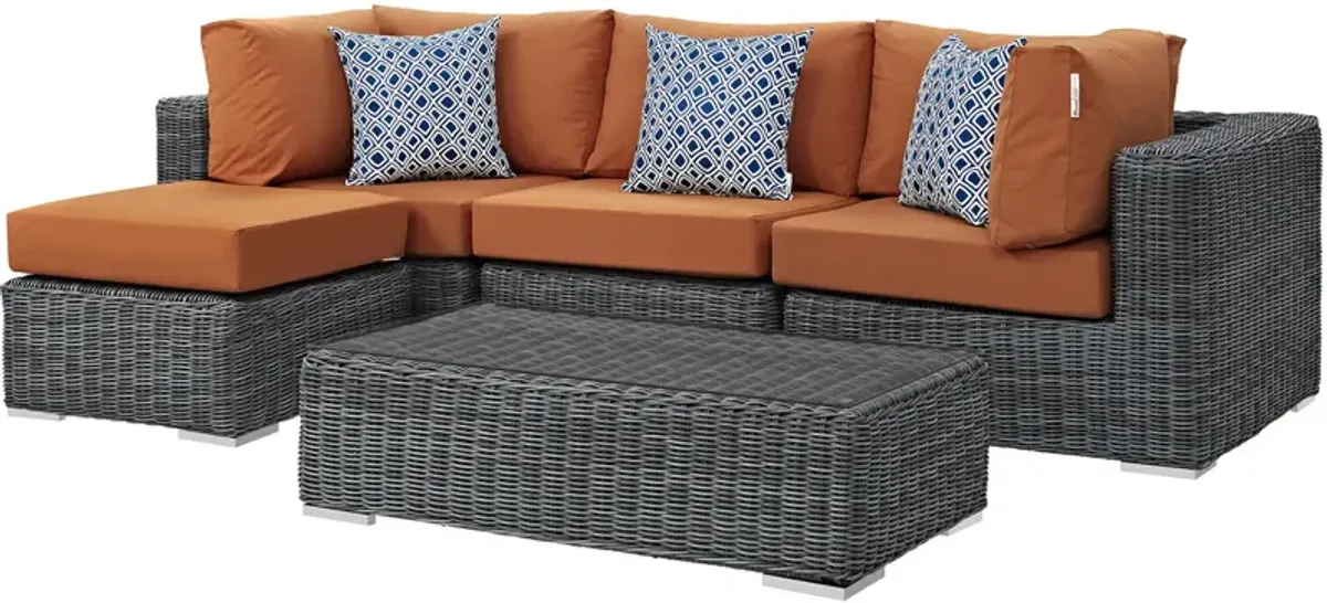 Summon 5 Piece Outdoor Patio Sunbrella® Sectional Set