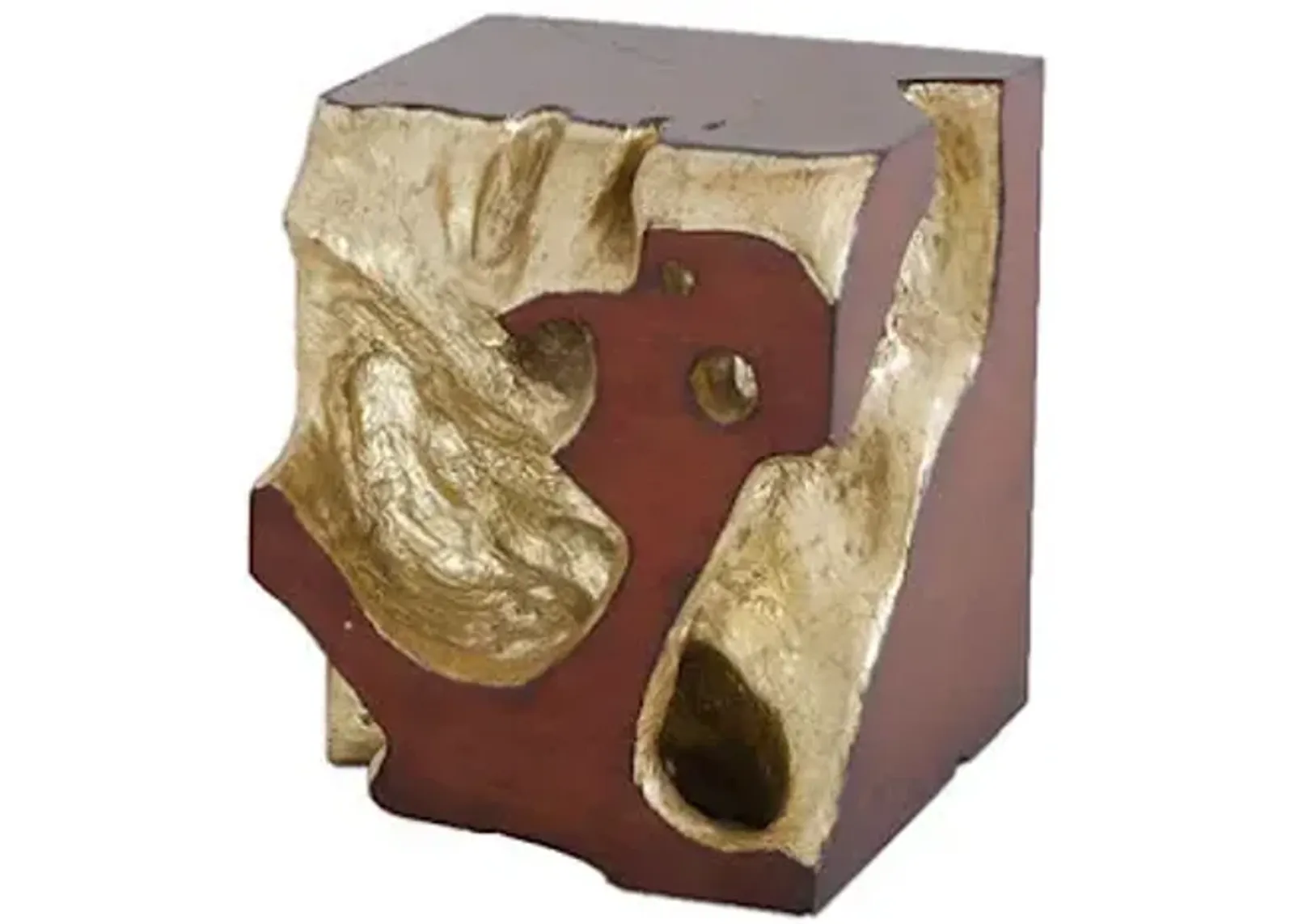 Faux Bois Gold Leaf Freeform Stool