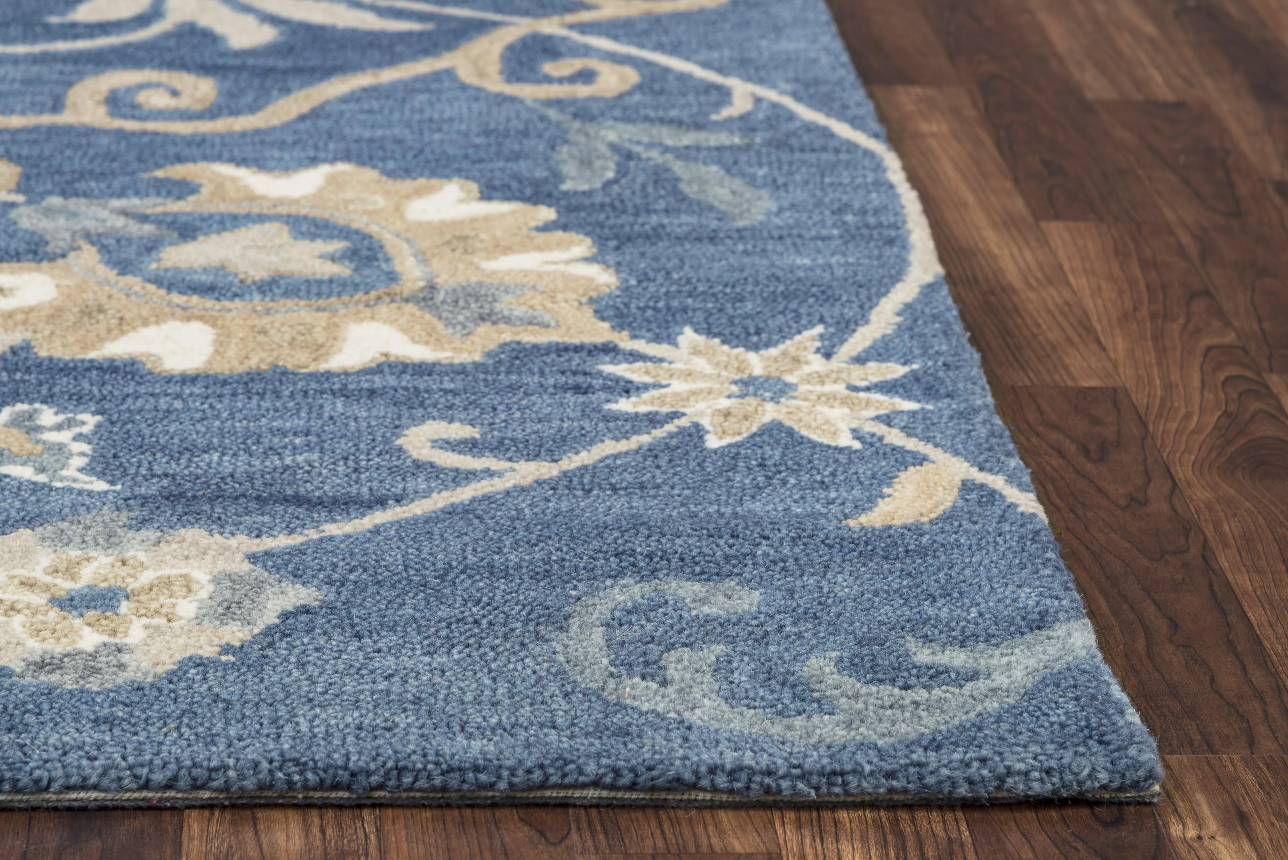 Leone Blue Traditional Motifs  Wool 2'6" x 10' Runner Rug