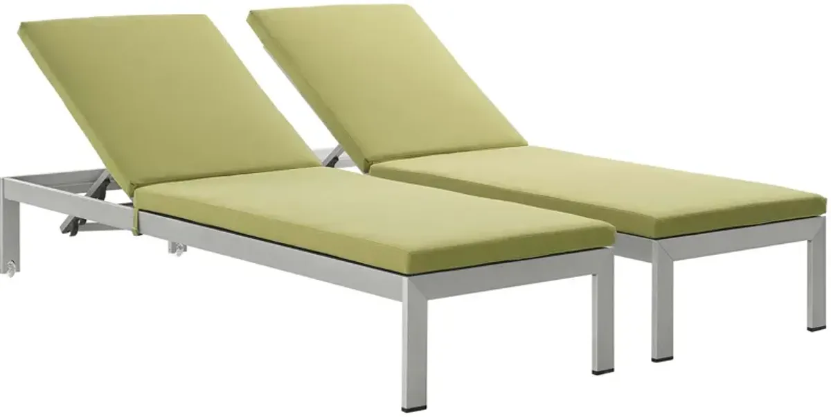 Shore Chaise with Cushions Outdoor Patio Aluminum Set of 2