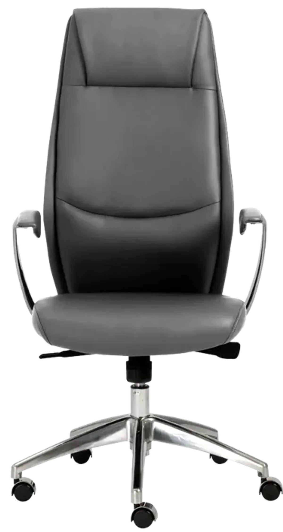 Crosby High Back Office Chair in Gray with Polished Aluminum Base