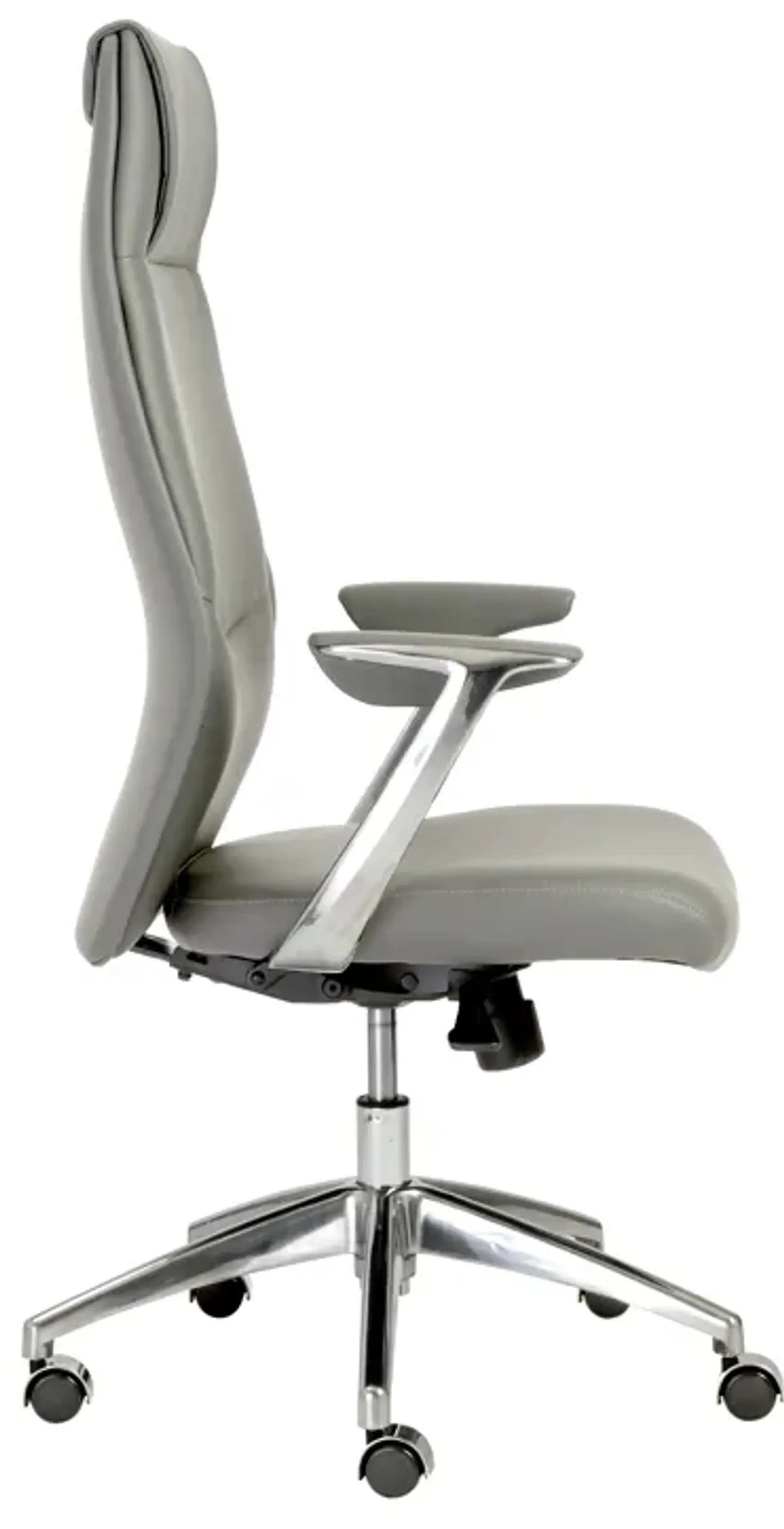 Crosby High Back Office Chair in Gray with Polished Aluminum Base