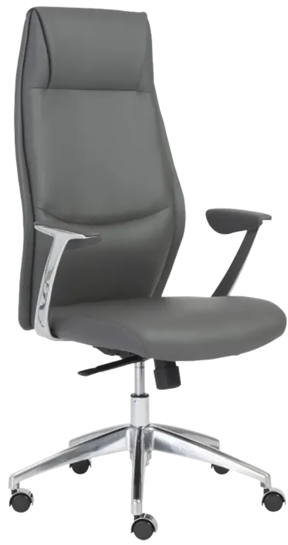 Crosby High Back Office Chair in Gray with Polished Aluminum Base