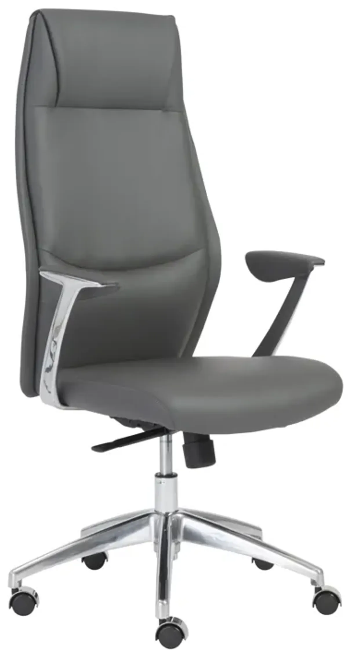 Crosby High Back Office Chair in Gray with Polished Aluminum Base