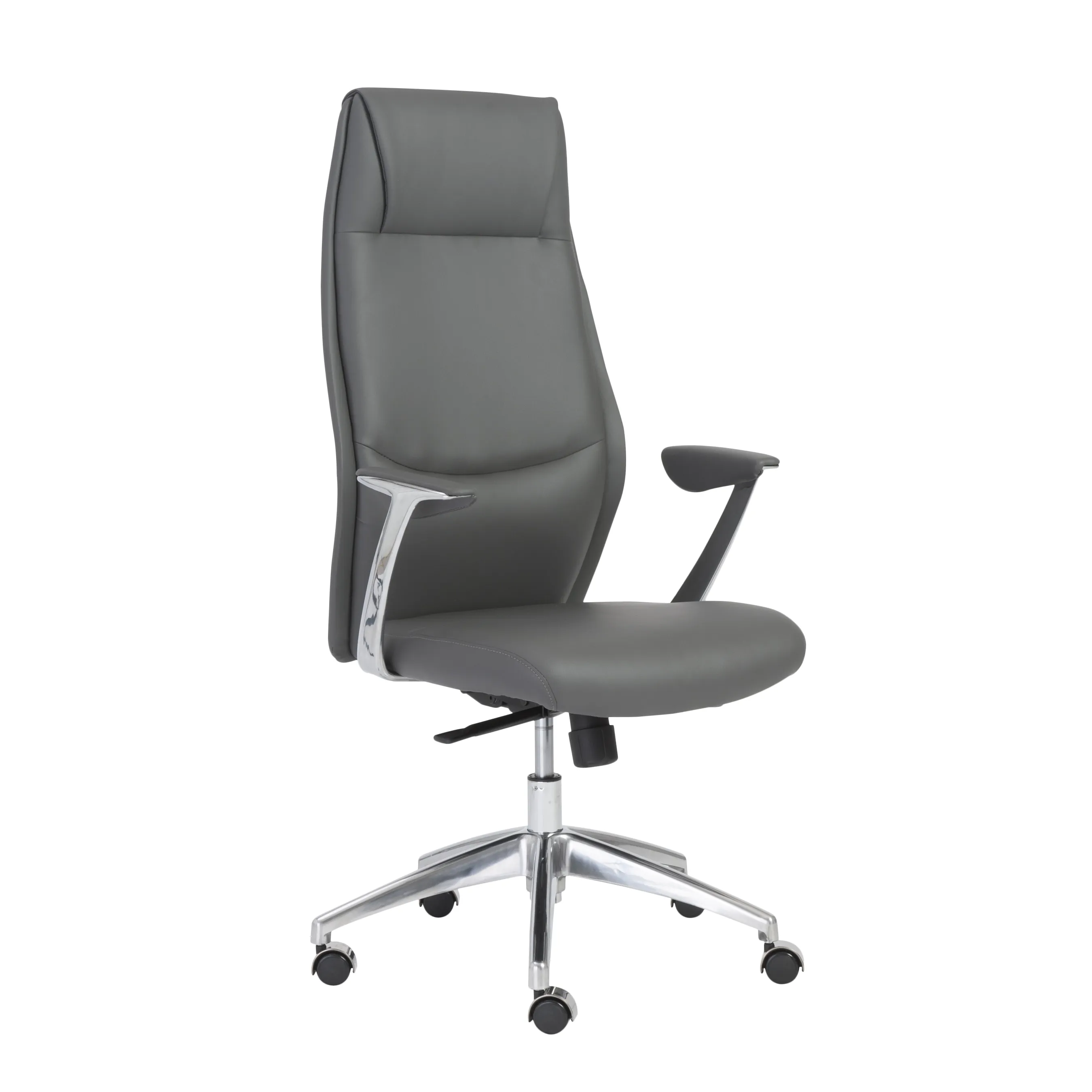 Crosby High Back Office Chair in Gray with Polished Aluminum Base