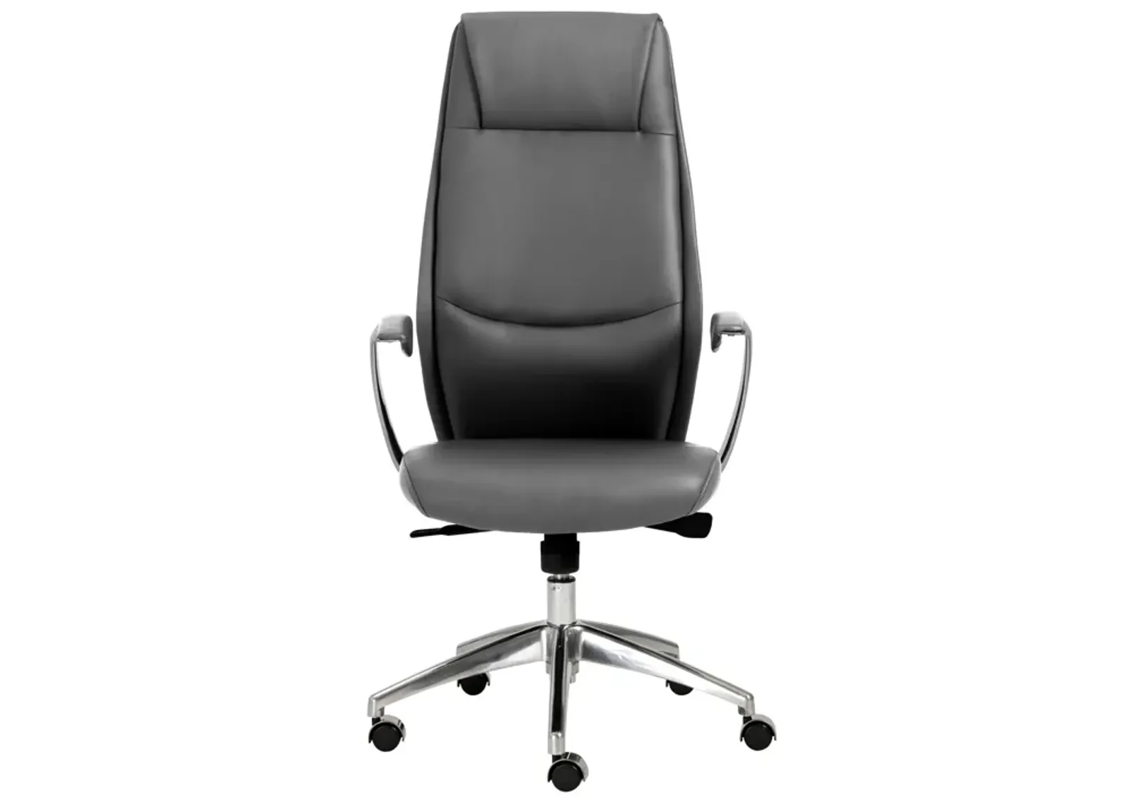 Crosby High Back Office Chair in Gray with Polished Aluminum Base