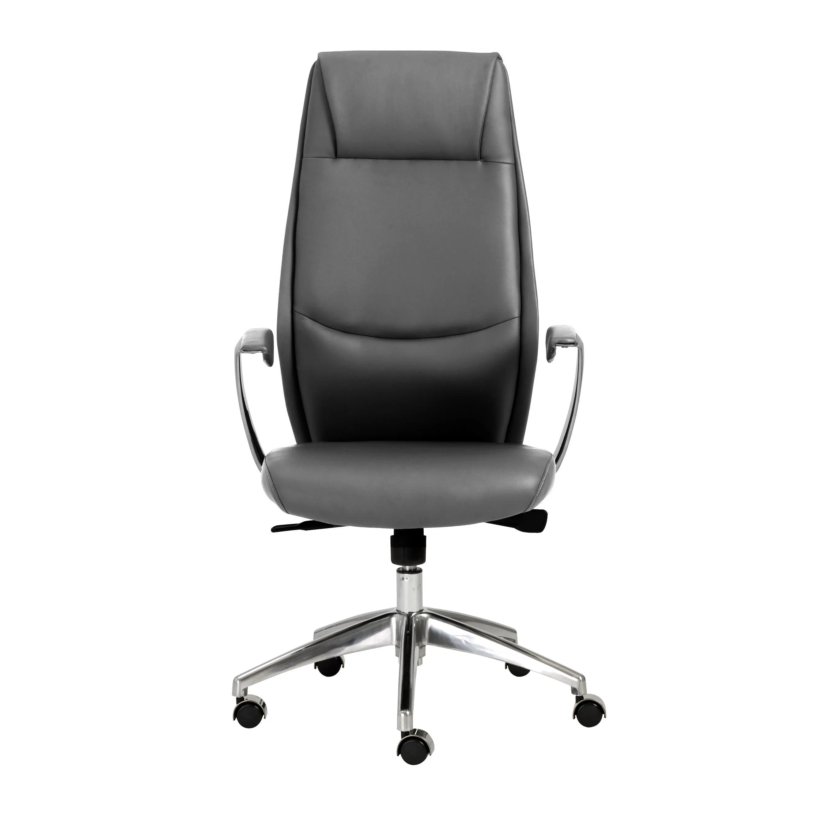 Crosby High Back Office Chair in Gray with Polished Aluminum Base