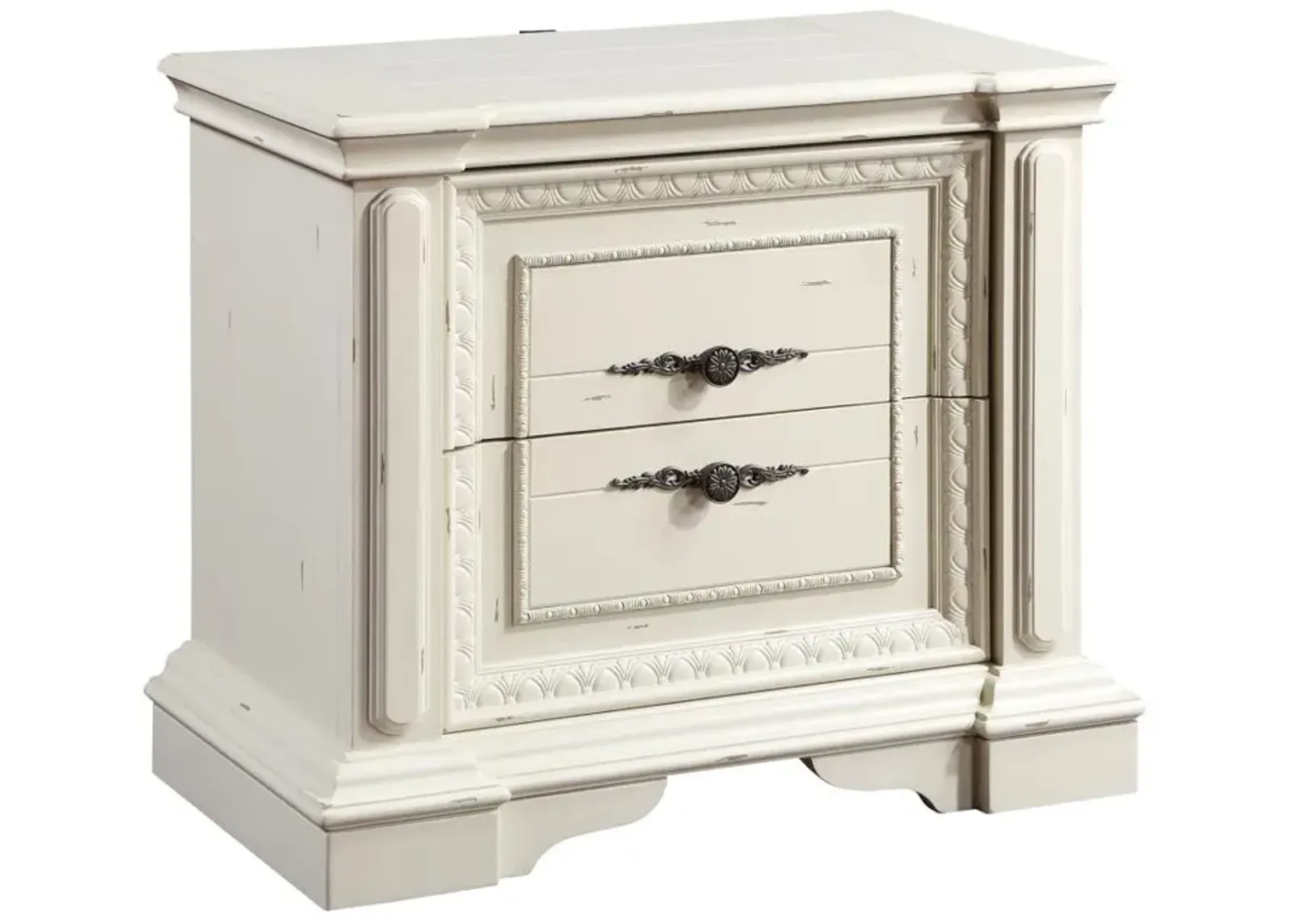 Evelyn 2-drawer Nightstand with USB Ports Antique White