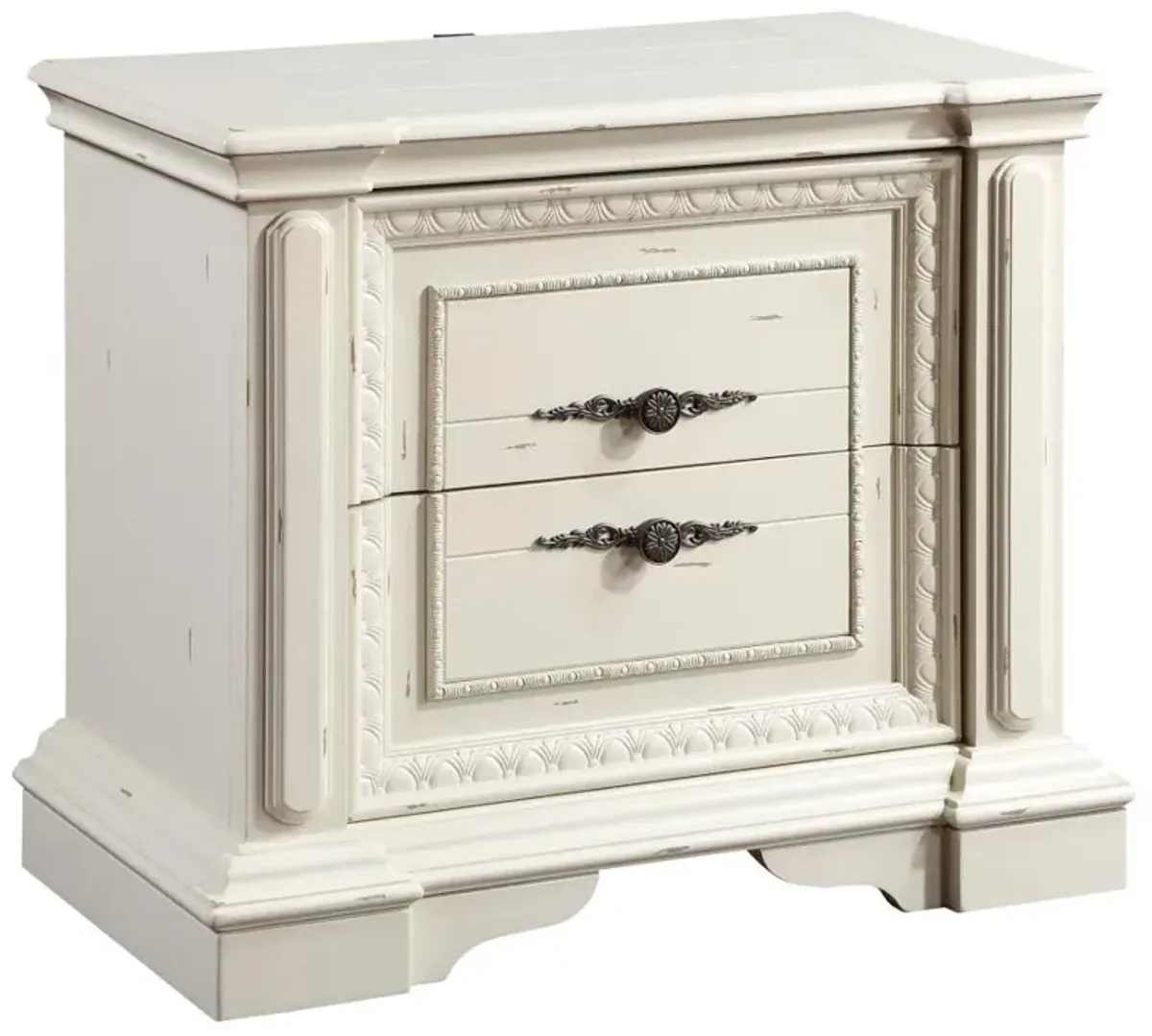 Evelyn 2-drawer Nightstand with USB Ports Antique White