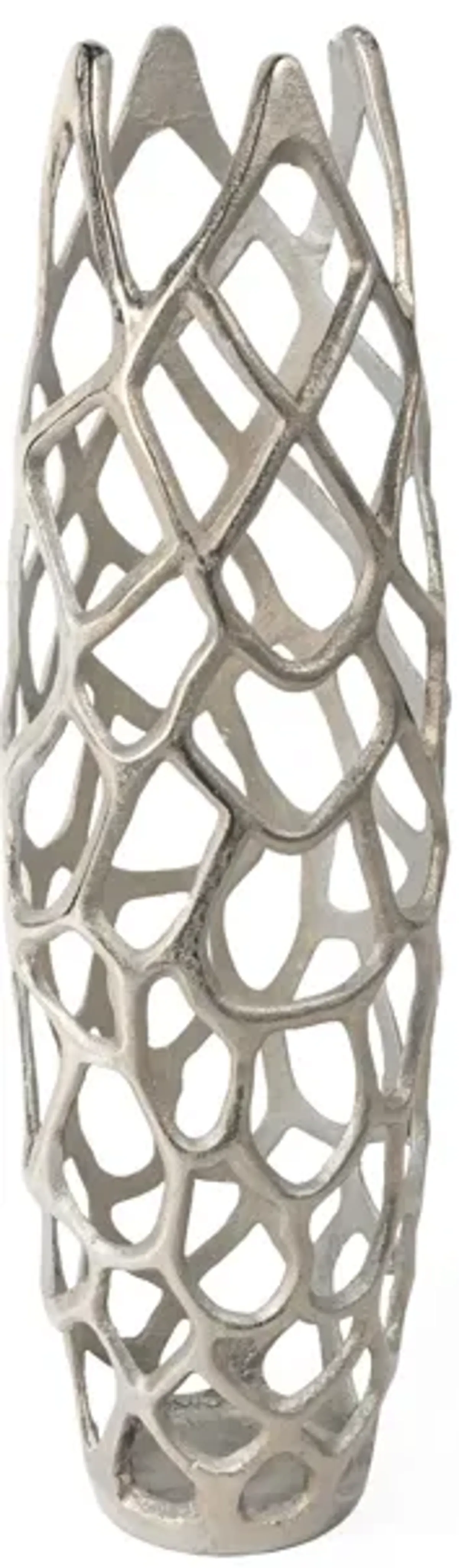 Adler 27" Silver Metal Floor Vase, Small