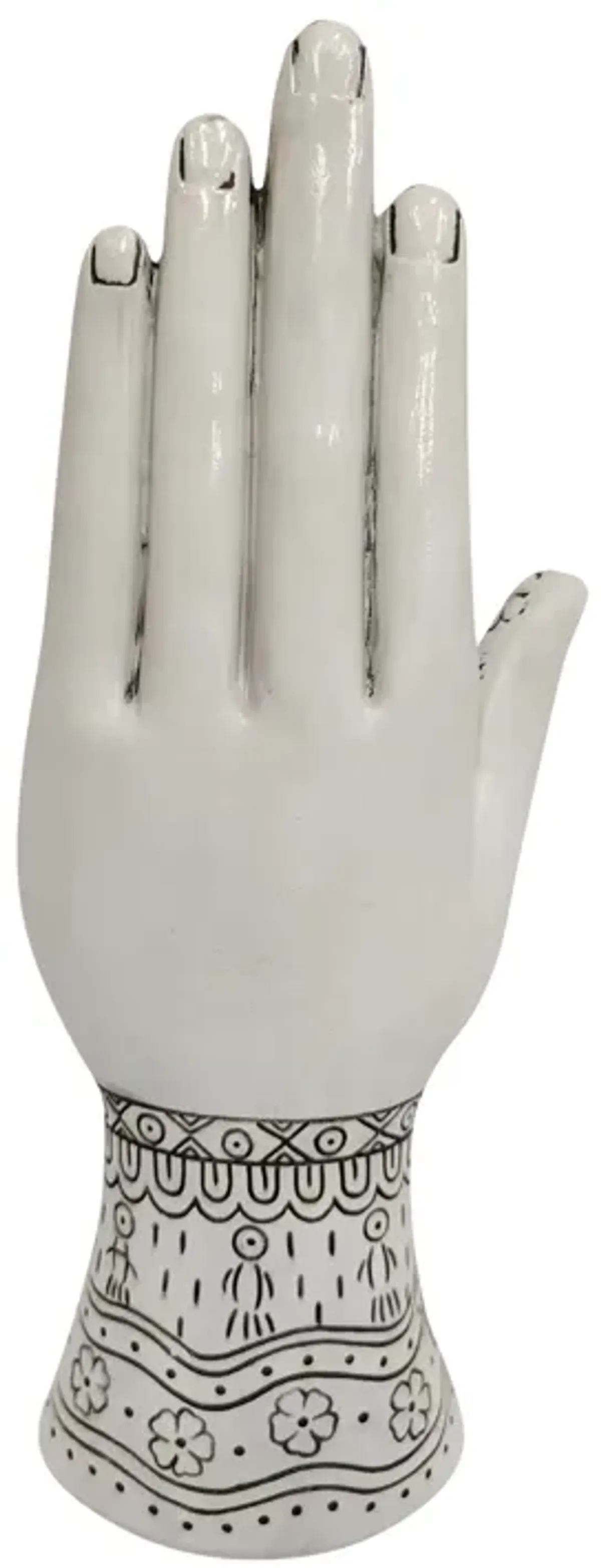 Resin, 10" Tattoo Hand, White