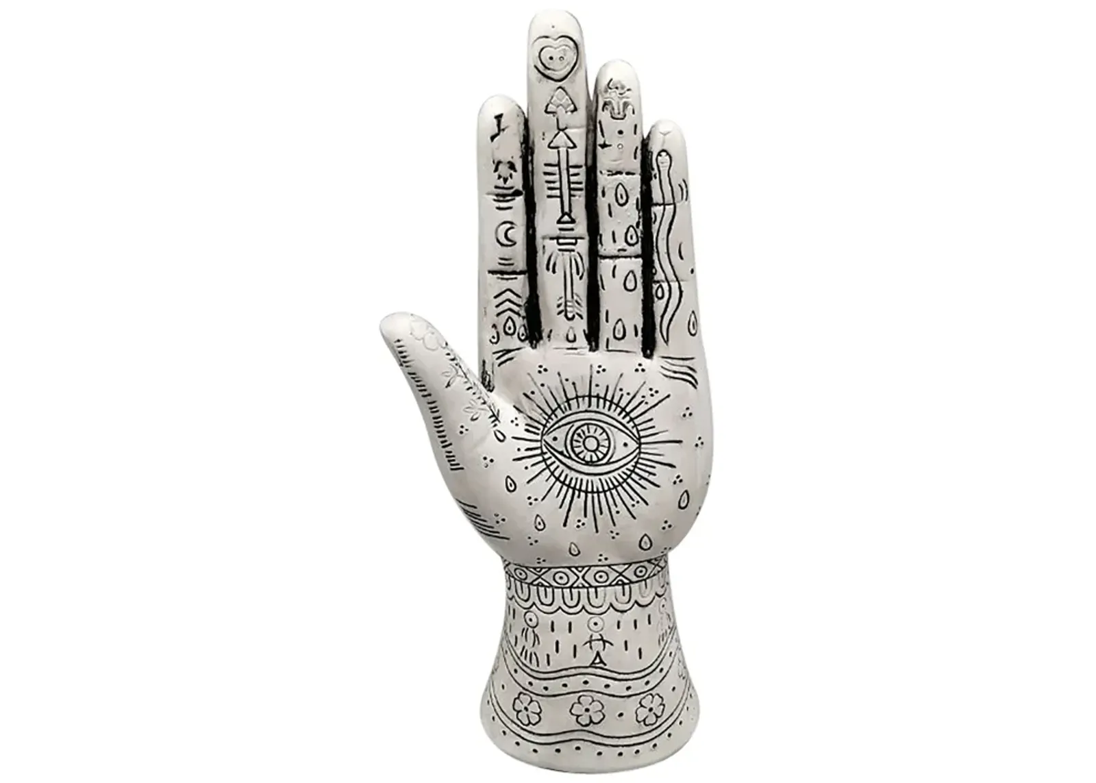 Resin, 10" Tattoo Hand, White