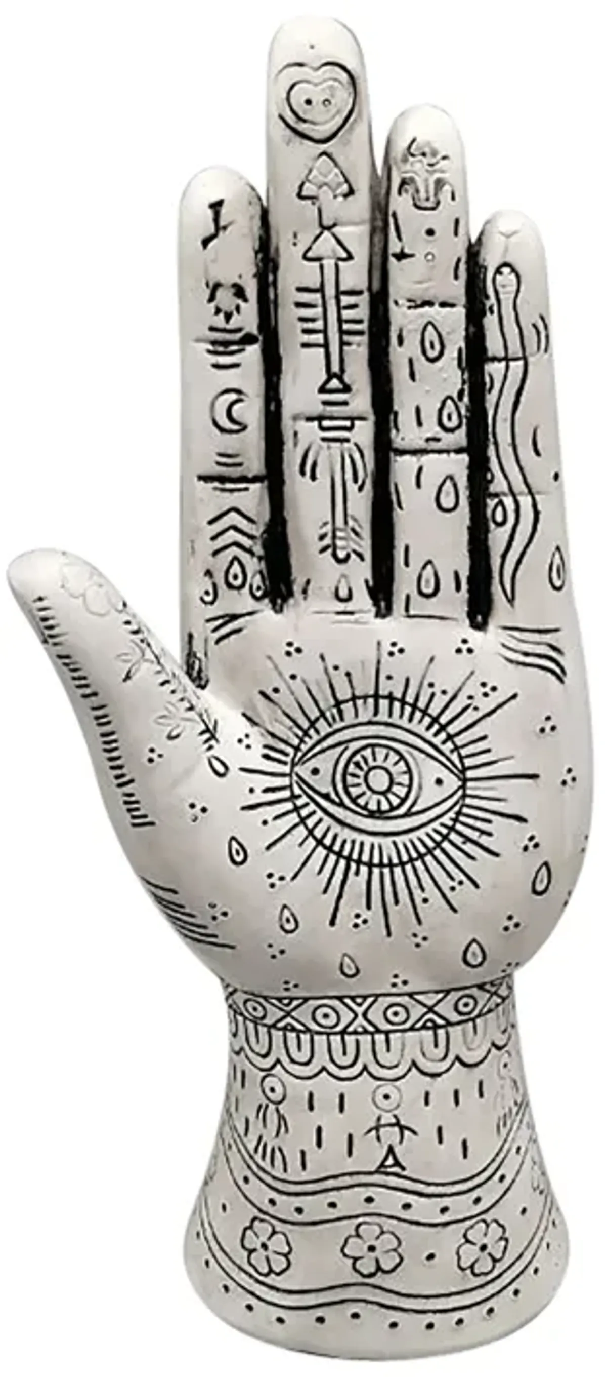 Resin, 10" Tattoo Hand, White