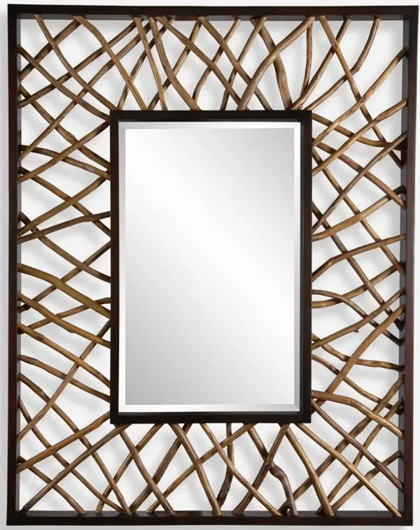 Teak Maze Rectangle Mirror