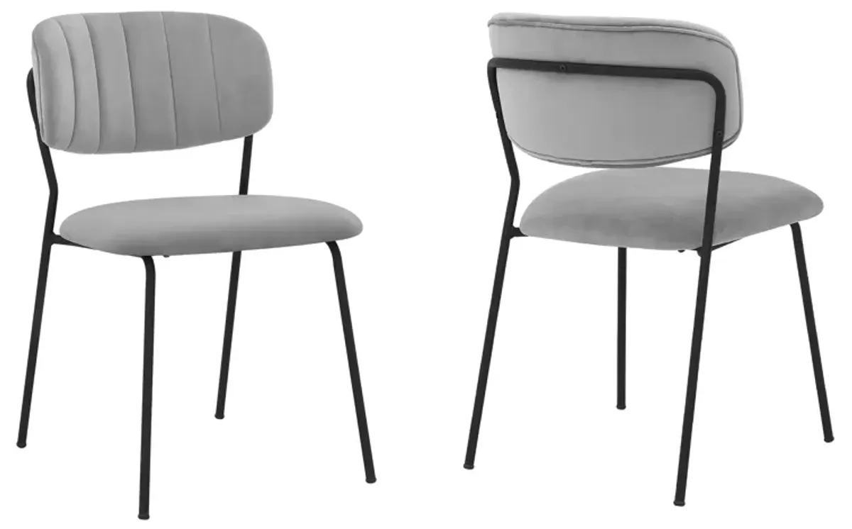 Carlo Gray Velvet and Metal Dining Room Chairs - Set of 2