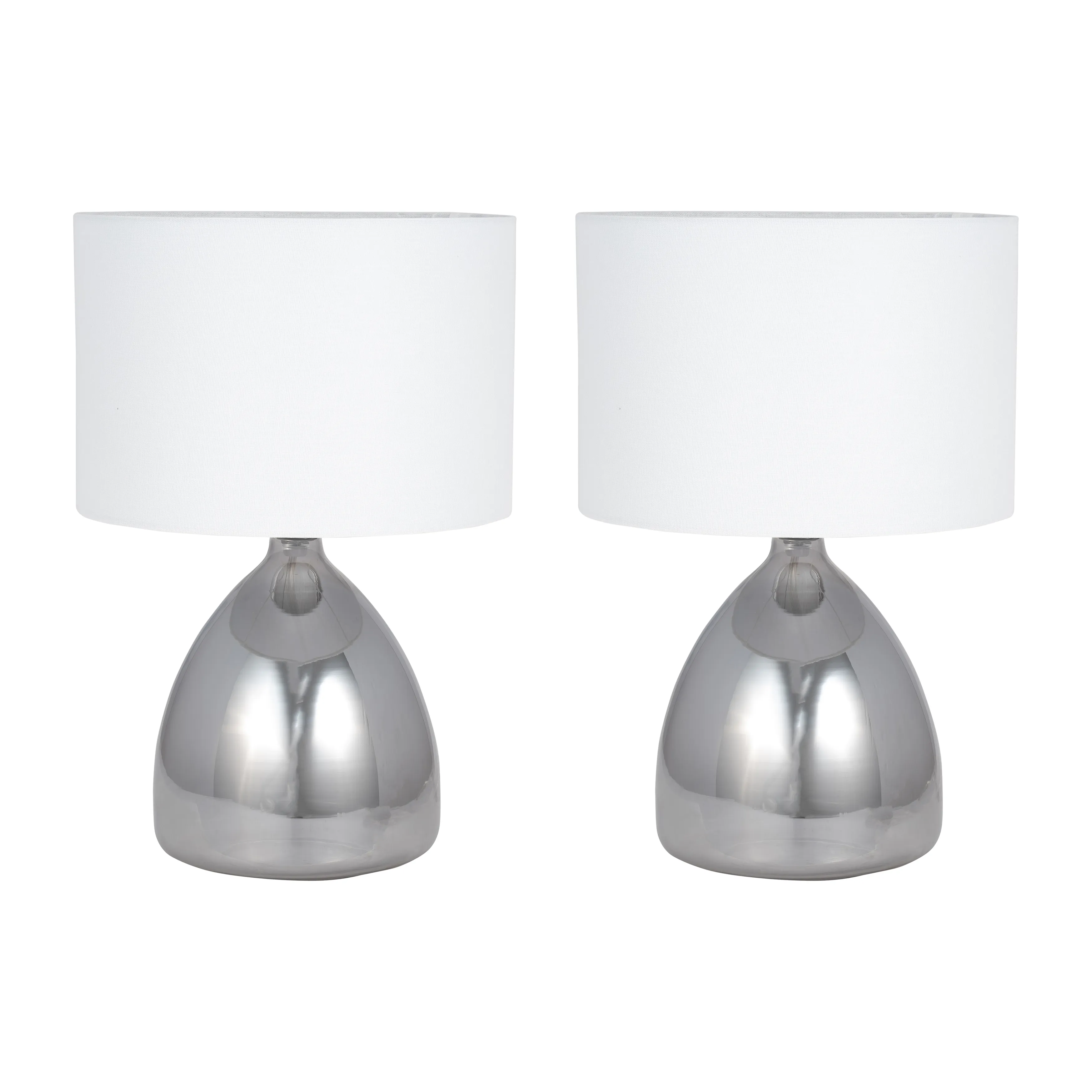 S/2 Glass 18" Table Lamp, Smoke - Set of 2