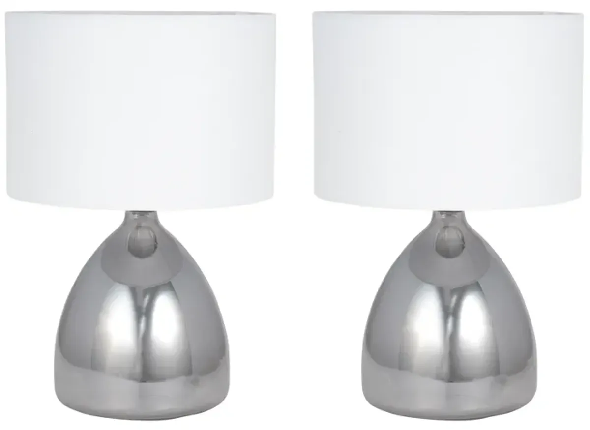 S/2 Glass 18" Table Lamp, Smoke - Set of 2