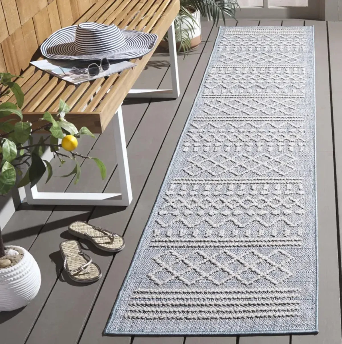 SANTORINI 102 BLUE  2' x 10' Runner Rug