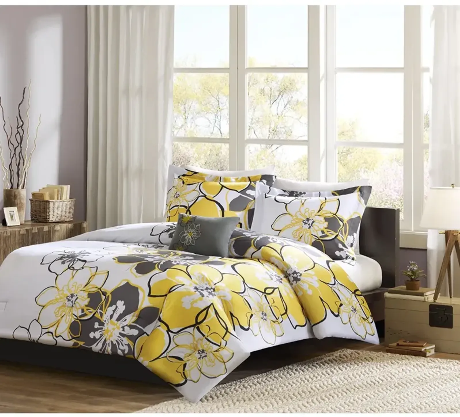 Mi Zone Allison Yellow Floral Comforter Set