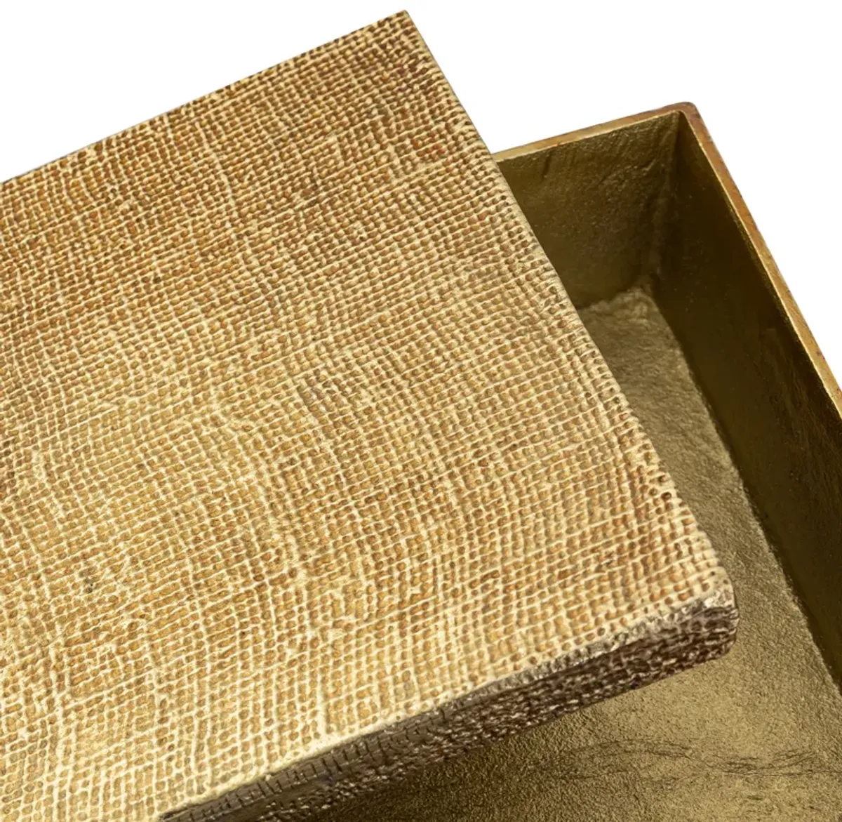 Square Linen Texture Box - Small Brass