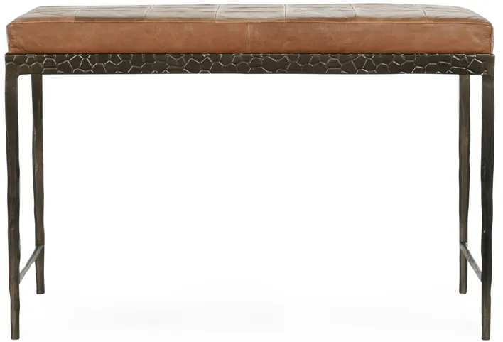 Malo 28" Top Grain Leather Ottoman Bench in Chestnut