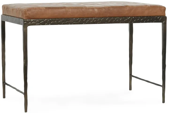 Malo 28" Top Grain Leather Ottoman Bench in Chestnut