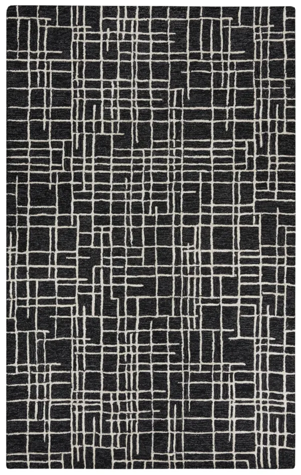 Jazz Black Geometric Wool/Tencel 8'9" x 11'9" Rectangle Rug