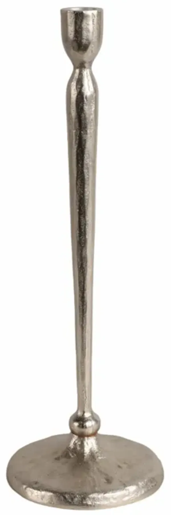 15x5" Traditional Cast Iron Taper Holder, Silver