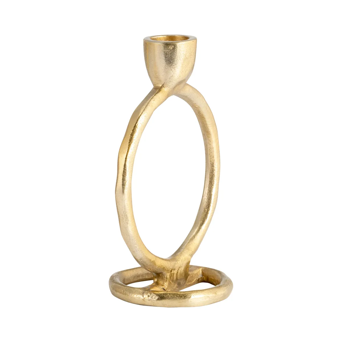 Metal, 6" Round Ring Taper Candleholder, Gold