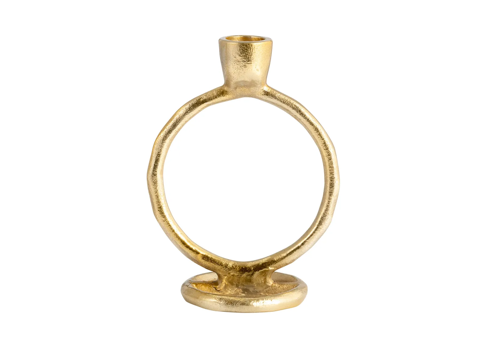 Metal, 6" Round Ring Taper Candleholder, Gold