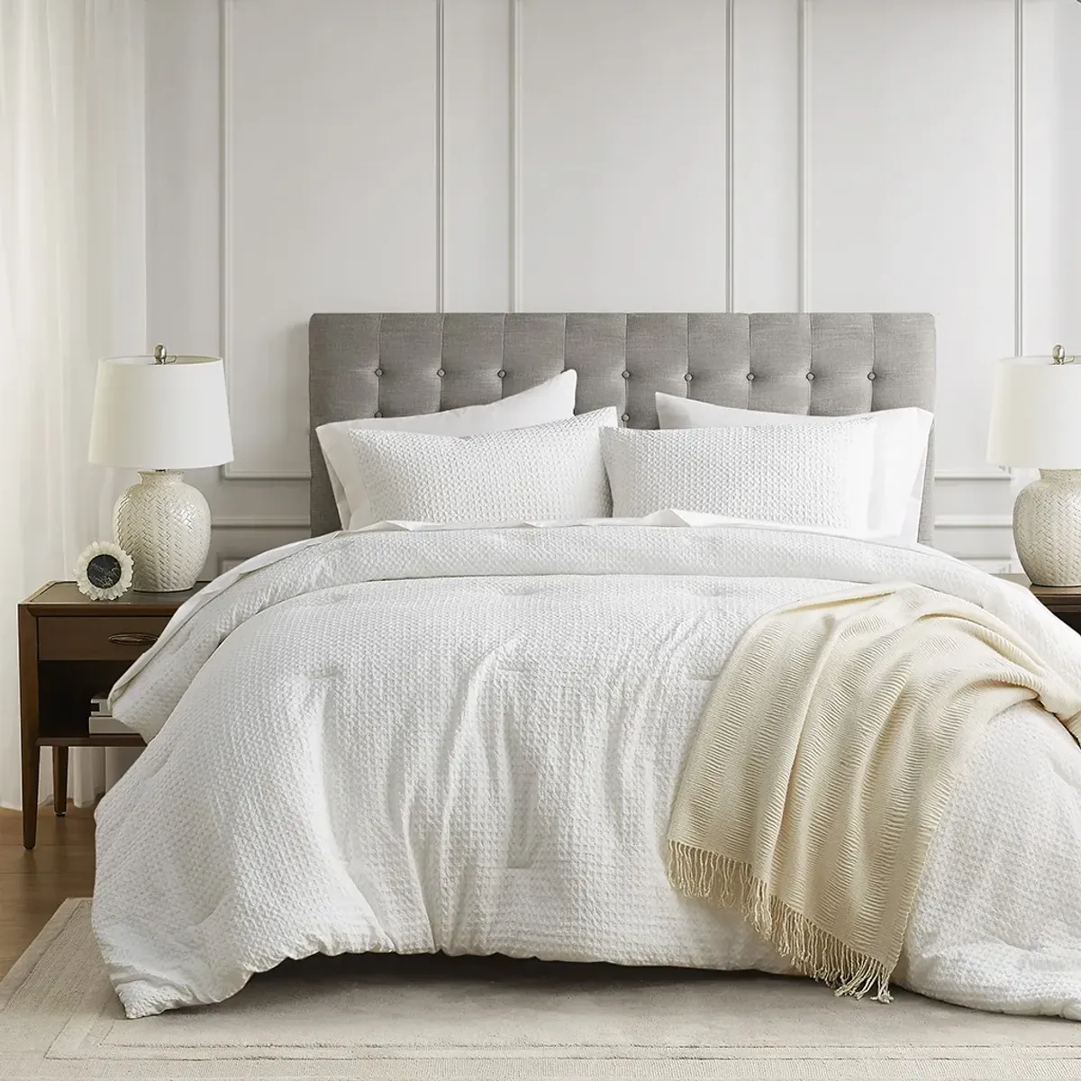 Waffle Weave Textured Comforter Set