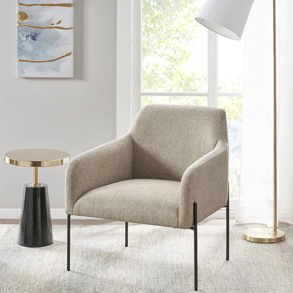 Madison Park Calder Beige Metal Leg Accent chair