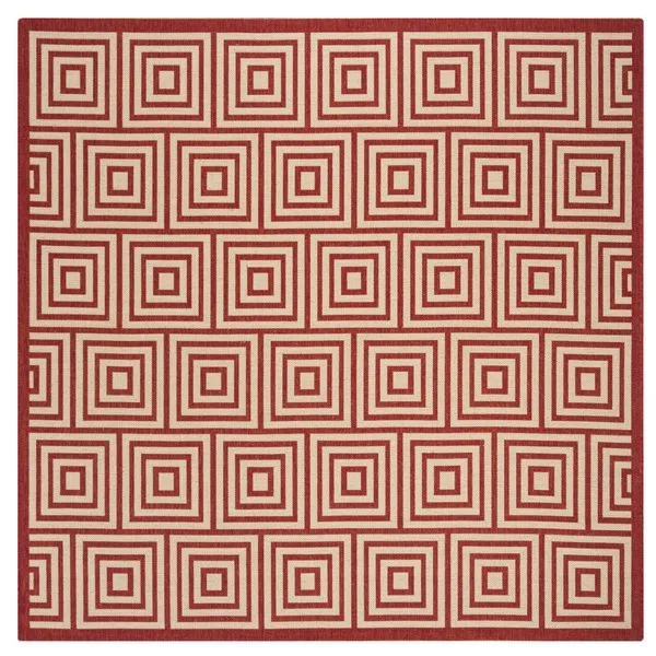 LINDEN 173 Collection LND173Q-6SQ Red / Creme 6'-7" X 6'-7" Square