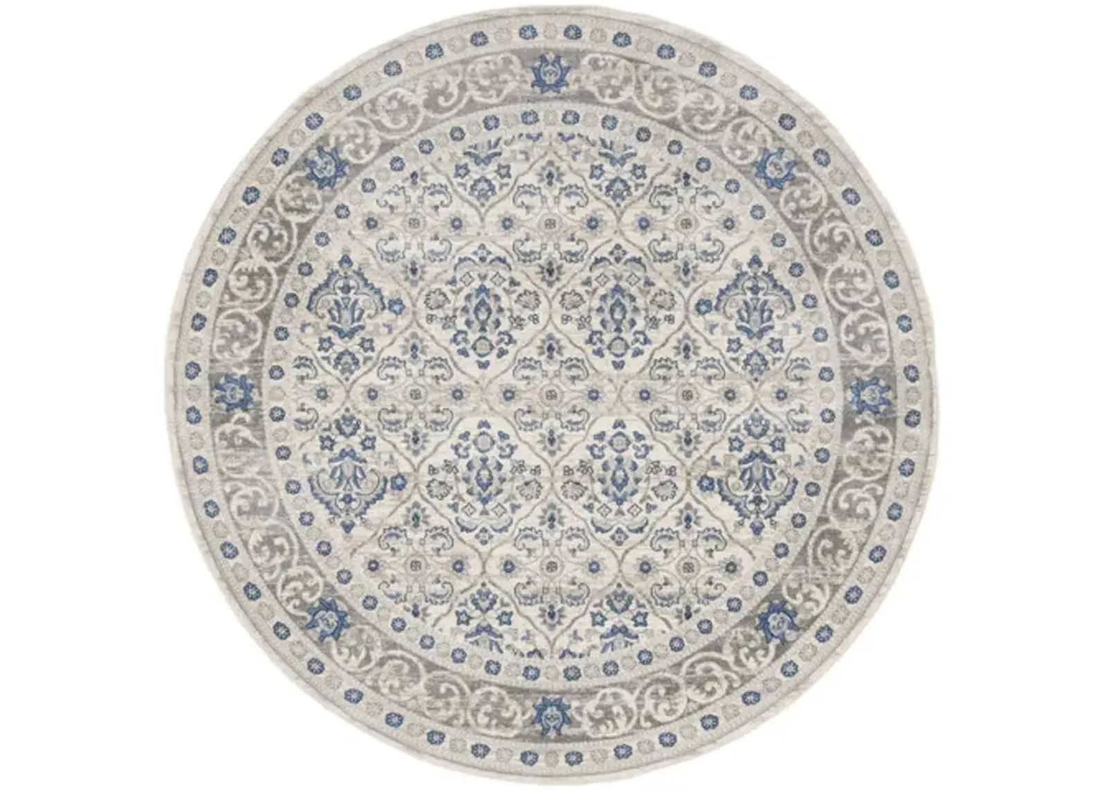 Brentwood 870 Light Grey / Blue 5' X 5' Round Round Powerloomed Rug