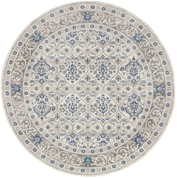 Brentwood 870 Light Grey / Blue 5' X 5' Round Round Powerloomed Rug