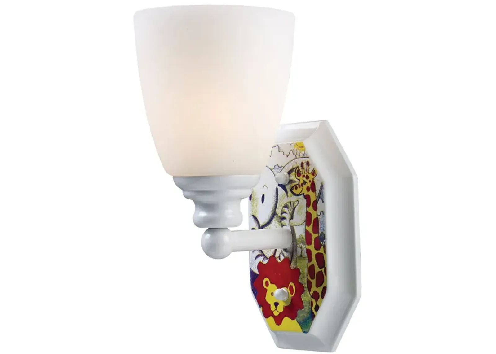 Kidshine 1-Light Sconce At the Zoo in White